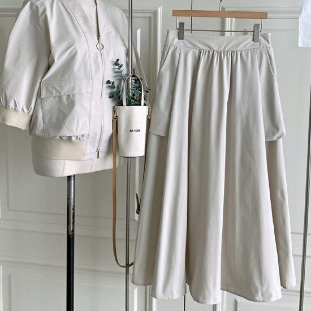 Shop Women BAckbAnd Pocket PleAted A Line Long Skirt Dgb Wsk 4574 Beige