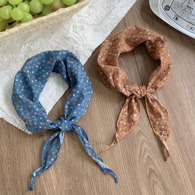 Triangle scarf scarf women's small scarf summer new breathable versatile headscarf summer pastoral headband tied hair streamer tied bag strap