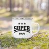 Super Papy Mamie Print Enamel Mug Creative Coffee Cups Drinks Water Milk Cup Enamel Mug Home Drinkware Gifts for Grandma Grandpa