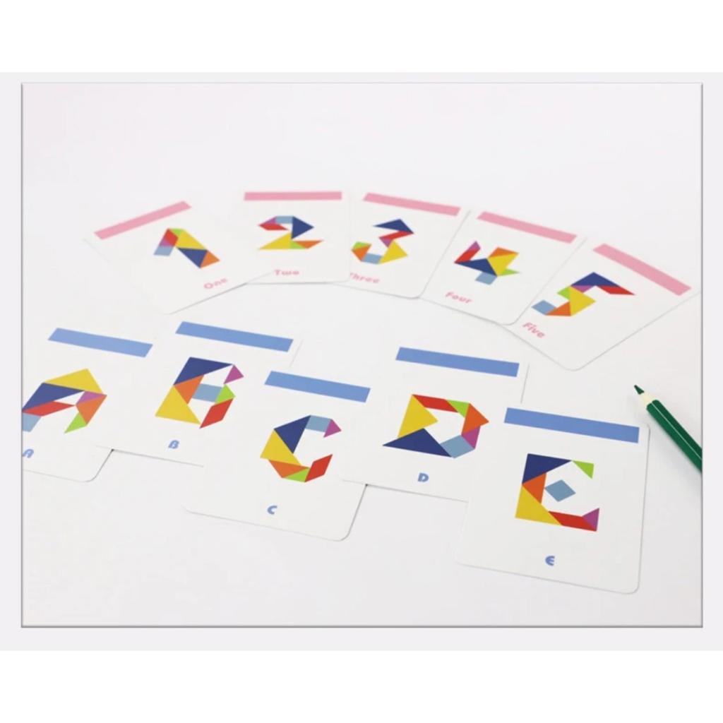 Children's Wooden Colorful Tangram Iron Box Storage Jigsaw Puzzle Puzzle Early Education Intelligence Number Letter Wooden Toys
