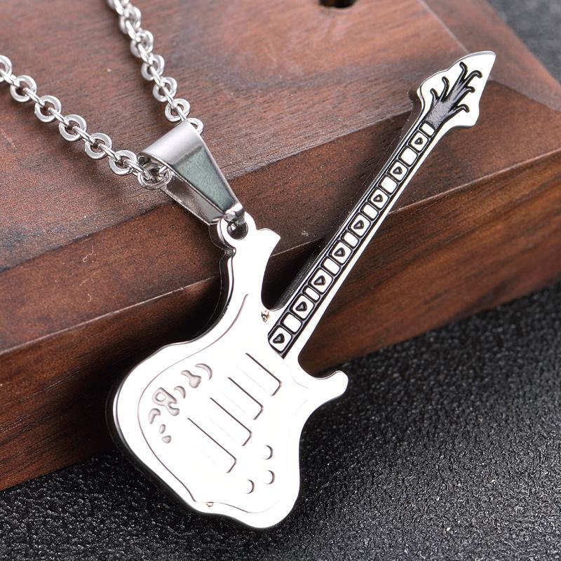 Fashion New Musical Instrument Electric Guitar Necklace Hip-hop Rock Literary Young Men and Women Couple Pendant