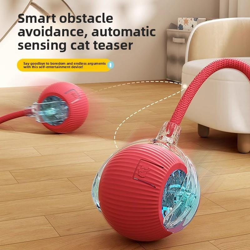 Pet Self-entertainment and Boredom Electric Cat Toy Ball, Automatic Obstacle Avoidance Silicone Toy Ball, Luminous Yo-yo, Cat Toy