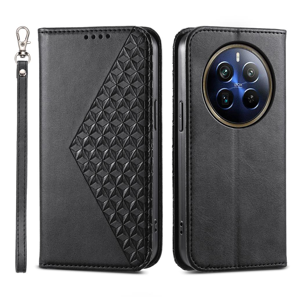 For Realme 12 Pro 5G/Realme 12 Pro+ 5G Case Rhombus Imprinted PU Leather+TPU Phone Cover