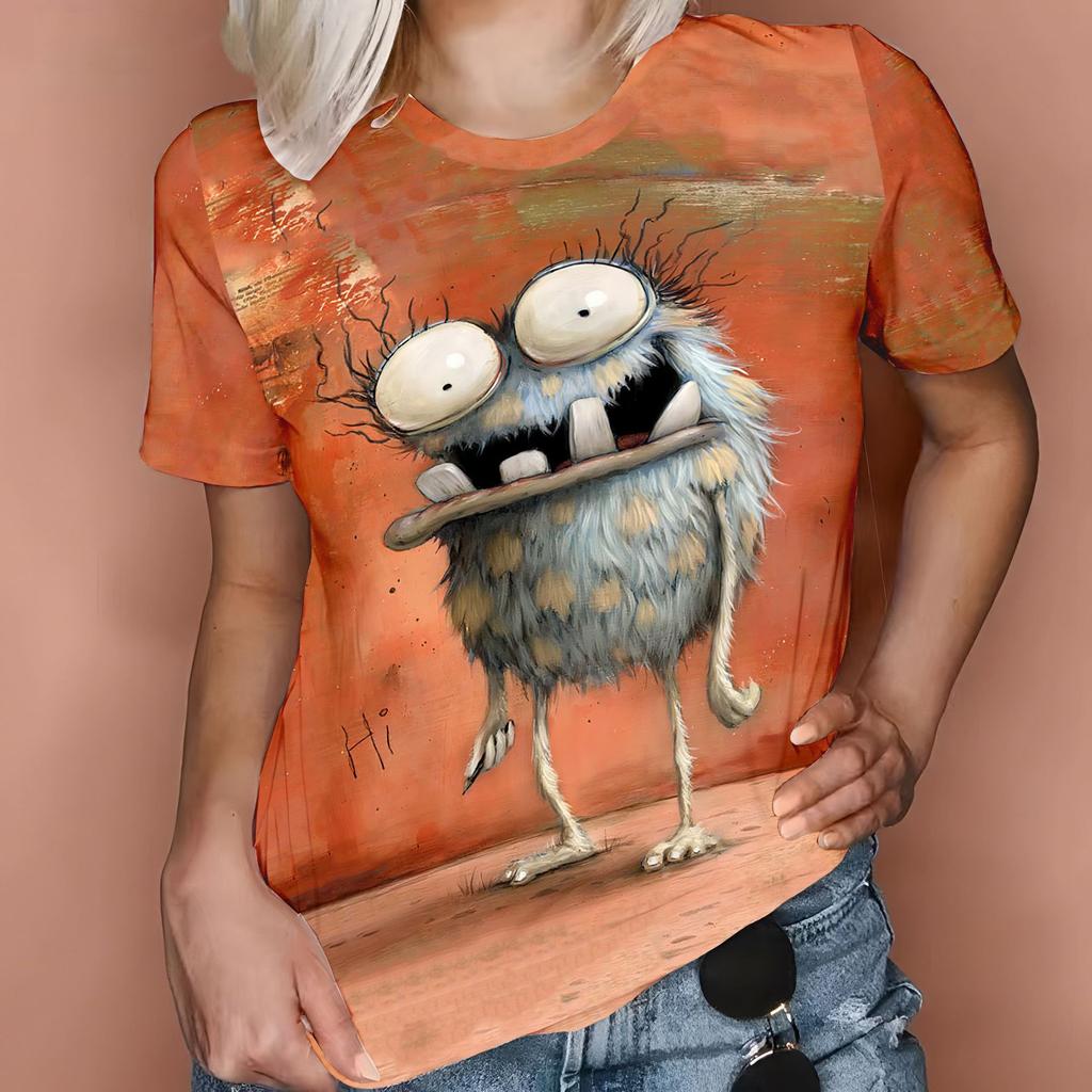 Horse Women's T-Shirts Funny Animal Pattern 3D Print O-Neck Short Sleeve T Shirt Harajuku Top Oversized Y2k Tees Female Clothing