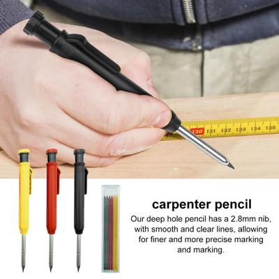 3 Pcs Carpenter Pencils with 18 Refills Mechanical Pencils Quick-drying Construction Pencils with Built-in Sharpener