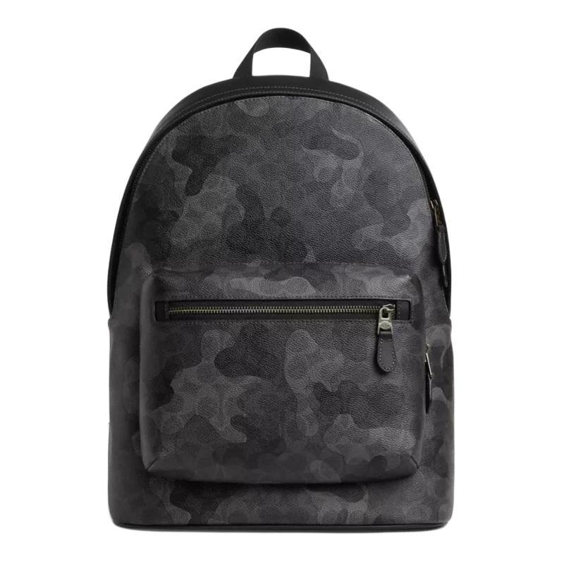 

COACH 32 Classic Logo Camouflage Print Smooth Calfskin Backpack Large Men s Gray сірий колір