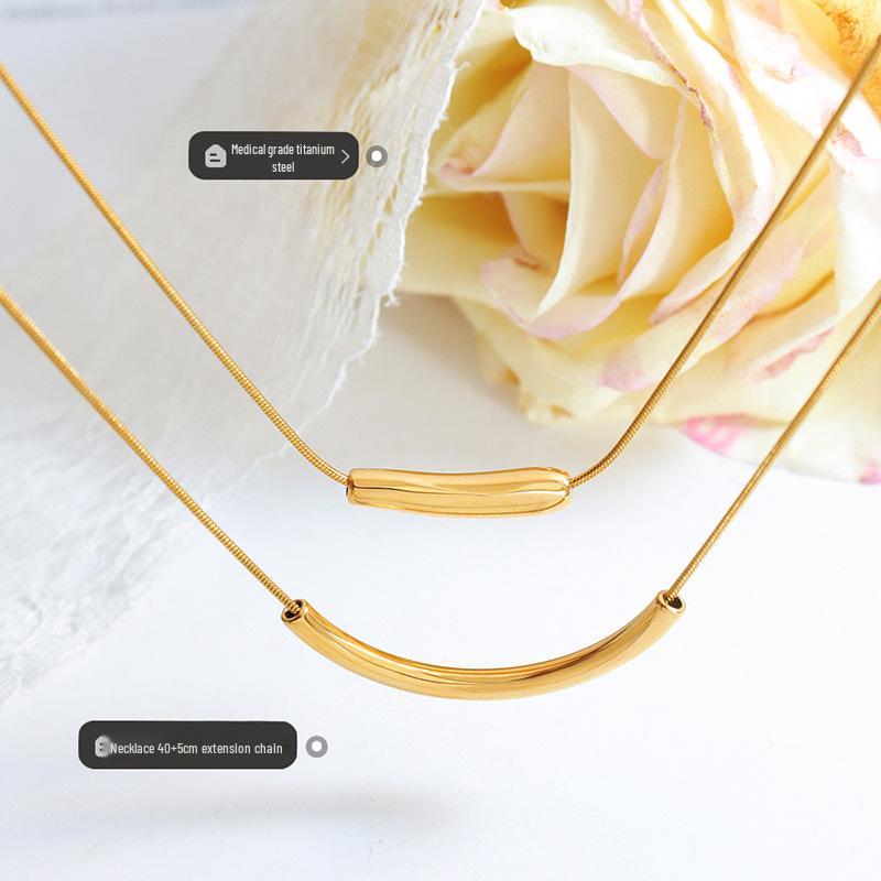 Korean Trendy Irregular Curve Gold-Plated Titanium Steel Minimalist Chain Necklace
