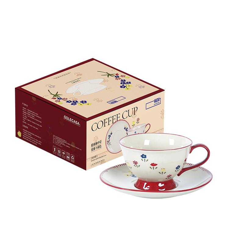

SOLECASA Ретро Цветочный Керамический Набор Чайная Чашка Блюдце Послеобеденная Кофейная Чашка и Блюдце Романтические Чайные Наборы Подарочный Набор Коробка для Подарка