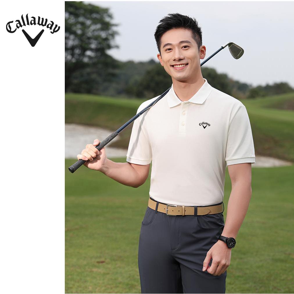 Callaway 2025 Summer Embroidered Golf Business Leisure Sports Style Liquid Ammonia Bead Cotton Polo Shirt