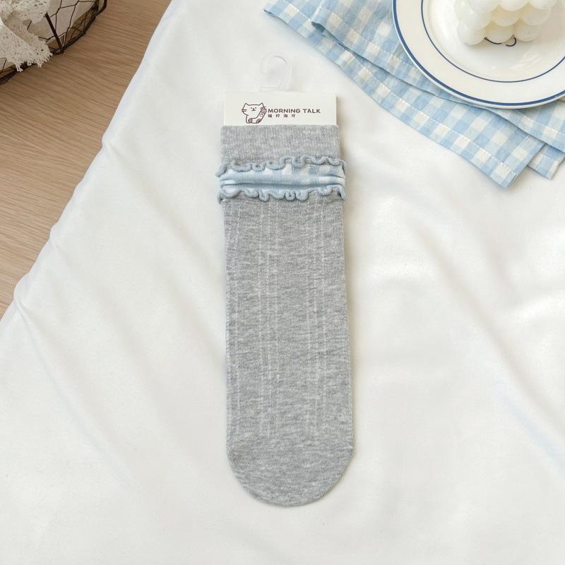 Japanese Style Ultra-Thin Heart Mesh Lolita Lace Cotton Socks for Girls