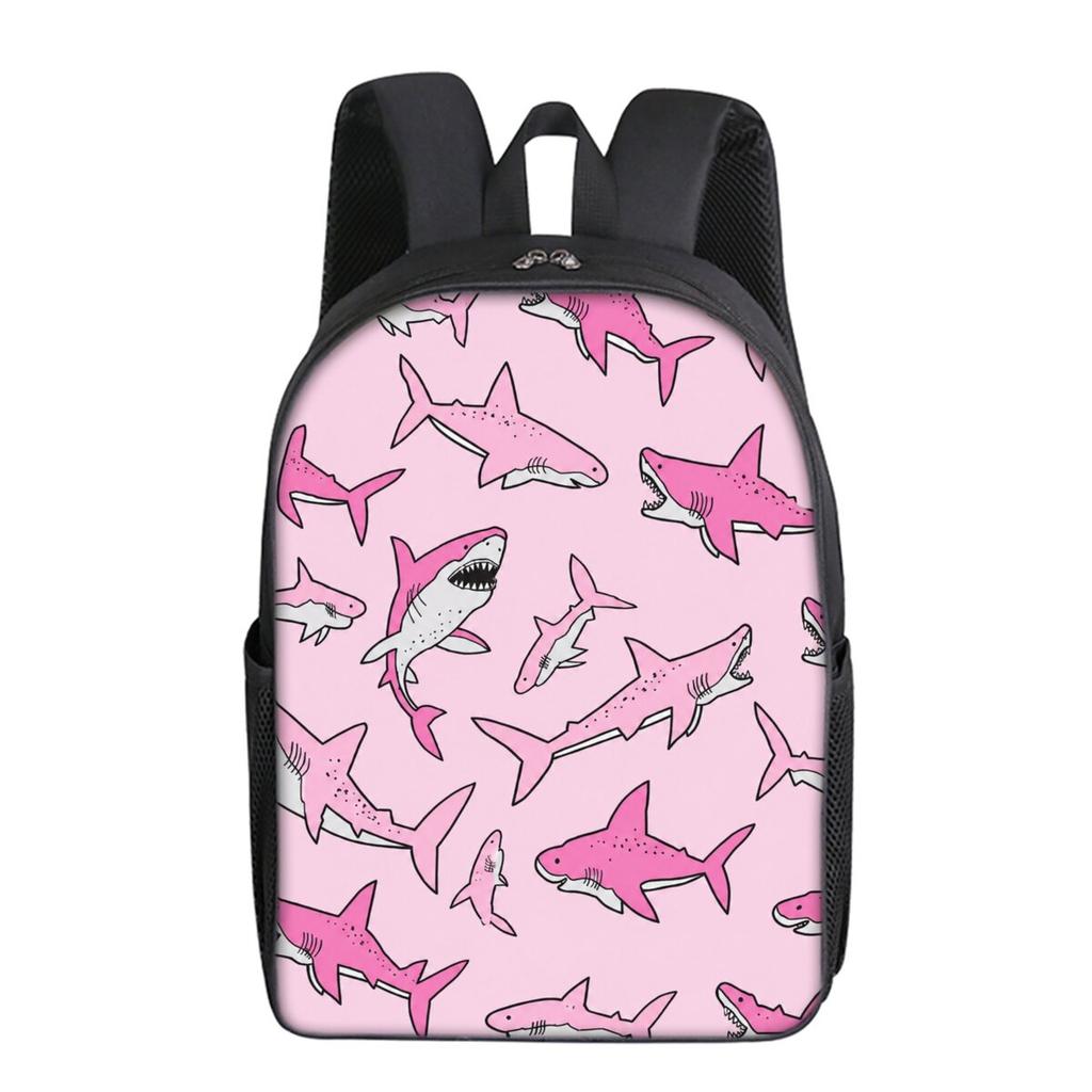 Shark Marine Print Single Layer Backpack Simple Style for Boys/Girls Children Best Gifts 2D Flat Cartoon School Bags