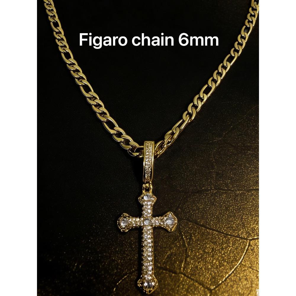 Copper Inlaid Zirconium High-end Heavy Industry Cross Pendant Light Luxury Religious Jewelry Cuban Chain Accessories Men