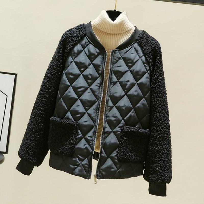 Coat Women's Short Loose Lambswool Down Stand Collar Fashion Jacket