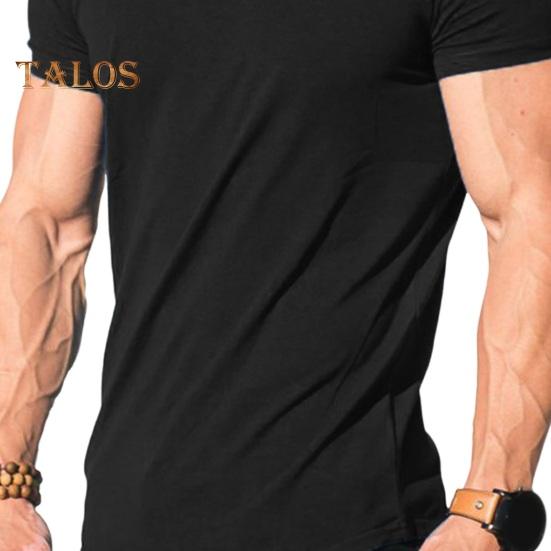 Men Sport Top Round Neck Thin Sweat Absorption Quick-drying Short Sleeve Solid Color Basketball Training Fitness Workout T-shirt