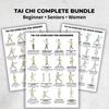 3er Set Tai Chi Übungsanleitung Poster für Senioren Anfänger Tai Chi Trainingsplan für Ältere Gelenkschonend Gleichgewicht Mobilität Heimtraining
