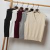 Autumn and Winter New V-neck Pullover Vest Vest Women's Black Top Women's Sleeveless Sweater Wearing Thin Knitted Sweater