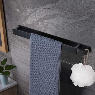 40cm Self Adhesive Towel Rack With Hooks Stainless Steel Towel Holder Wall Mounted No Drilling Bathroom Kitchen Accessories