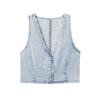 Fashion Style 2024 Summer New Arrival Women's Clothing All-Matching Sleeveless V Neck Denim Vest Mid Waist Skirt 1889163