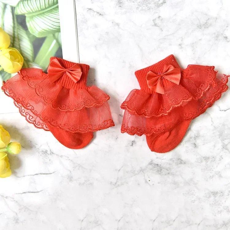 Korean Cute Baby Ruffle Socks Lace Princess Cotton Breathable Socks Newborn Infant Toddler Kids Girls Socks 0-8years Old