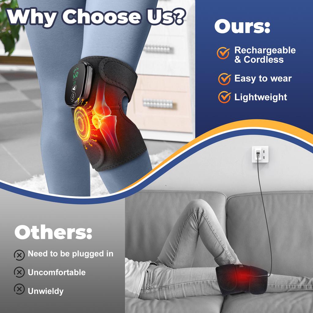 3-in-1 Electric Knee Heating Massager Leg Joint Heating Vibration Massage Elbow Shoulder Support Physical Knee Pads