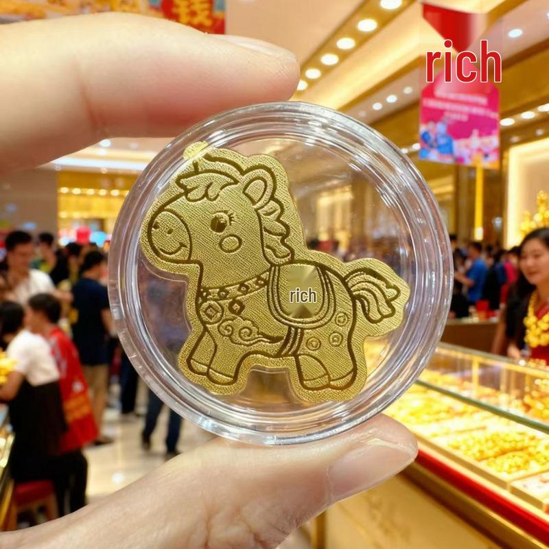 999 Pure Gold Horse Year Phone Sticker, Adhesive Backing, 2mg Gold, Get Rich Instantly