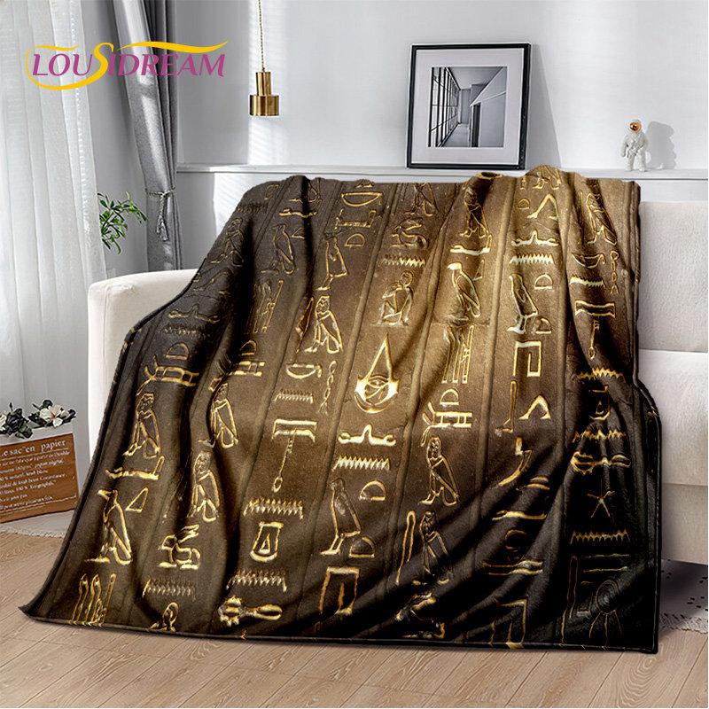 3D Egyptian Mythology Pharaoh Hieroglyphics Soft Plush Blanket,Flannel Blanket Throw Blanket for Living Room Bedroom Sofa Picnic