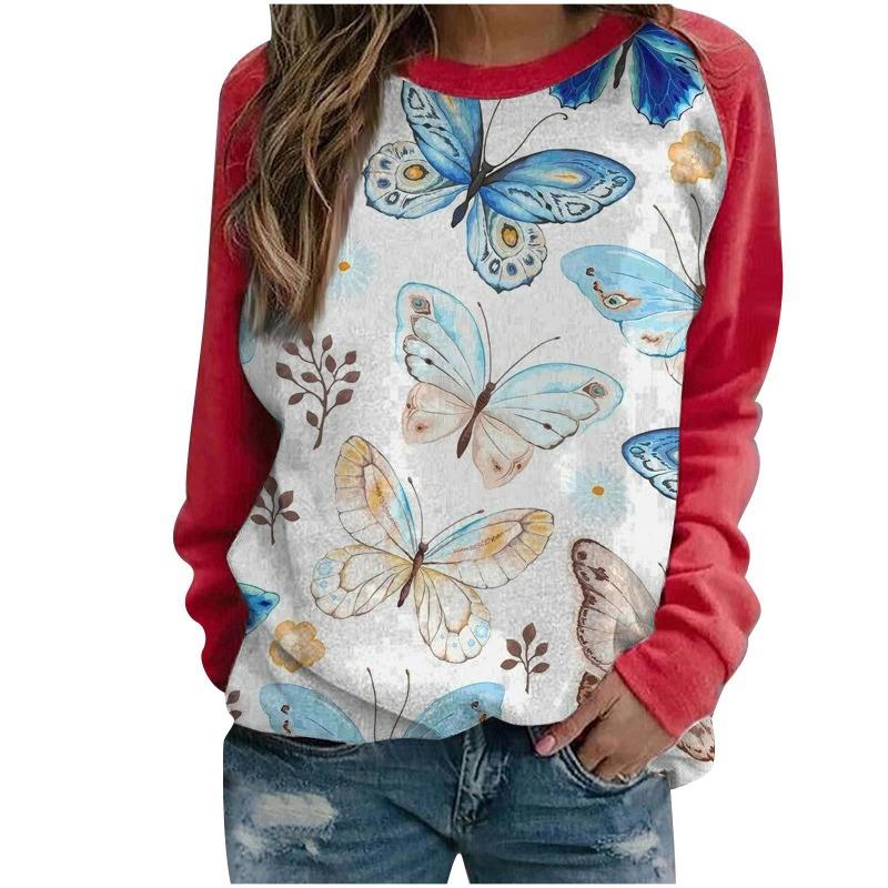 Women's hoodie 3D digital printed round neck hoodie with shoulder inserts for autumn winter women's wear