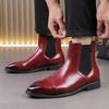 Fashion Luxury Designer New Men's Pointed Patent Leather Chelsea Casual Ankle Boot Male Winter High Tops Shoes Zapatos Hombre