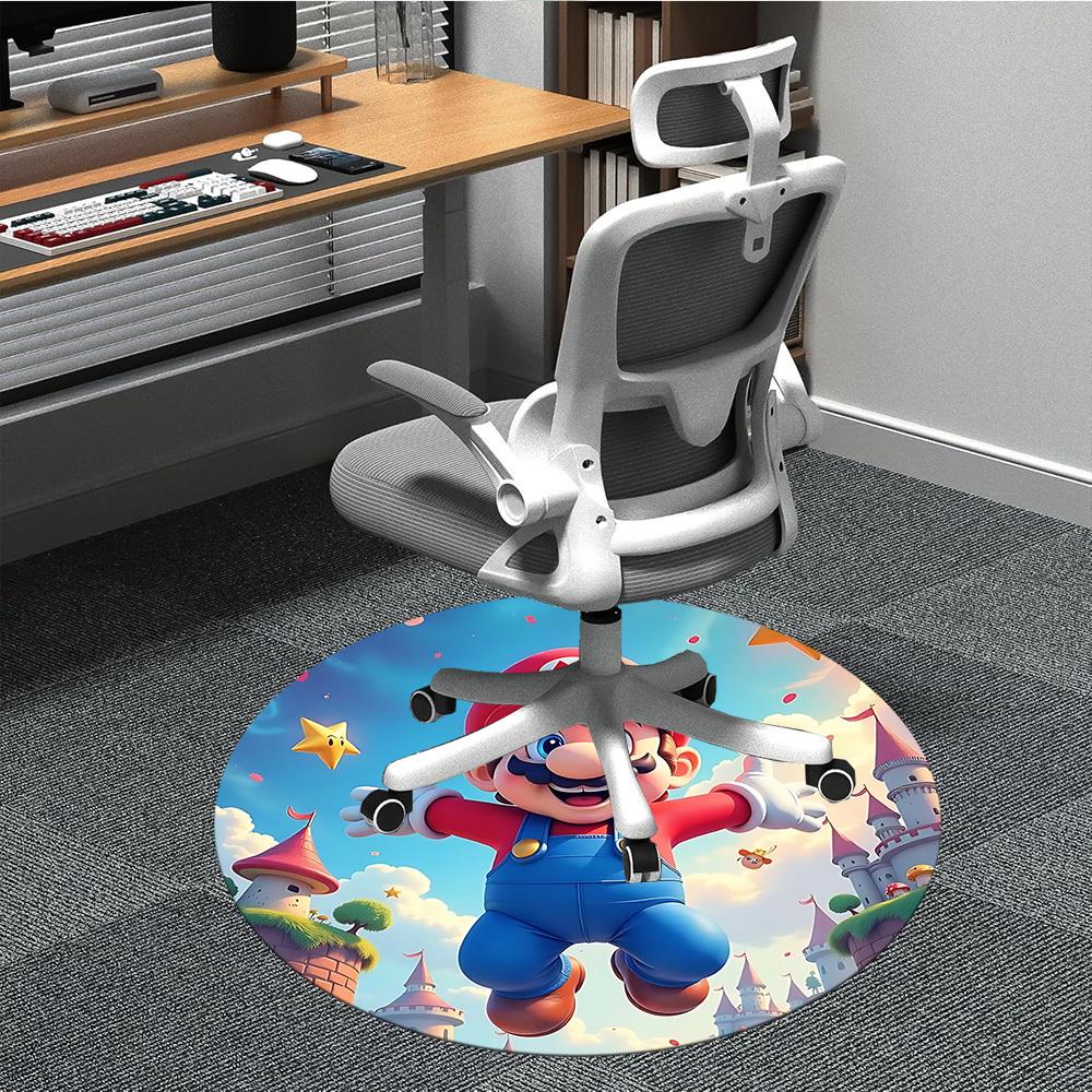 

1pc Mario Office Round Area Rug, Under Office Chairs Bedroom Living Room Home Decor, Room Decoa1016252 80cm by 80cm