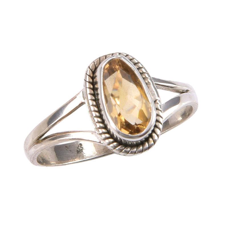 Natural Citrine Gemstone Handmade 925 Sterling Silver Jewelry Ring Size 8 u3E64