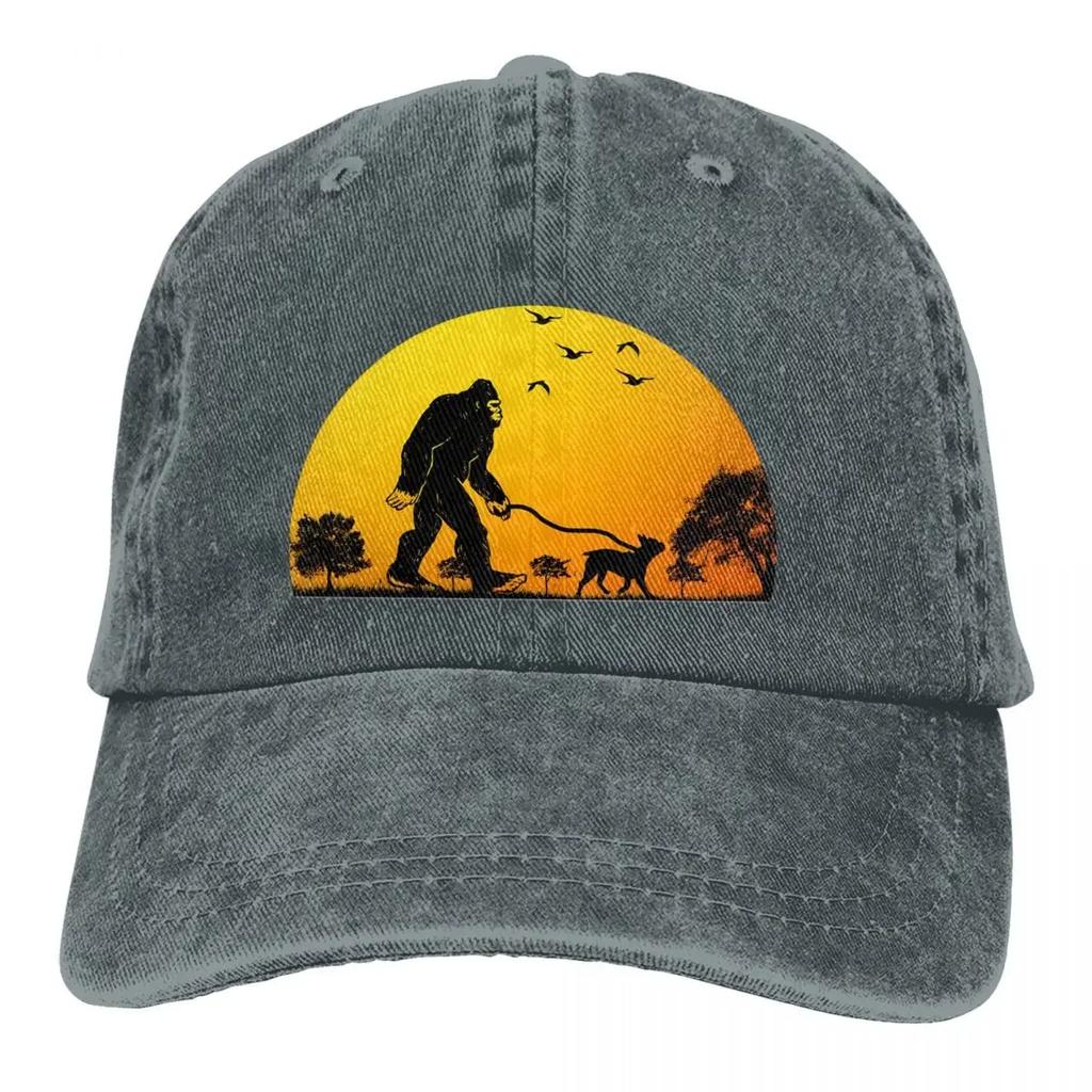 Casquette d'été Visière Pare-soleil Marche Bouledogue Français Casquettes Hip Hop Bigfoot Sasquatch Chapeau de Cowboy Casquettes de Trucker à Visière Casquettes de Papa