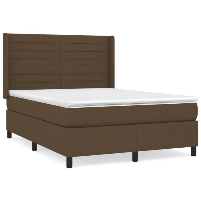 3131516 vidaXL Lit à sommier tapissier avec matelas Marron foncé 140x200 cm