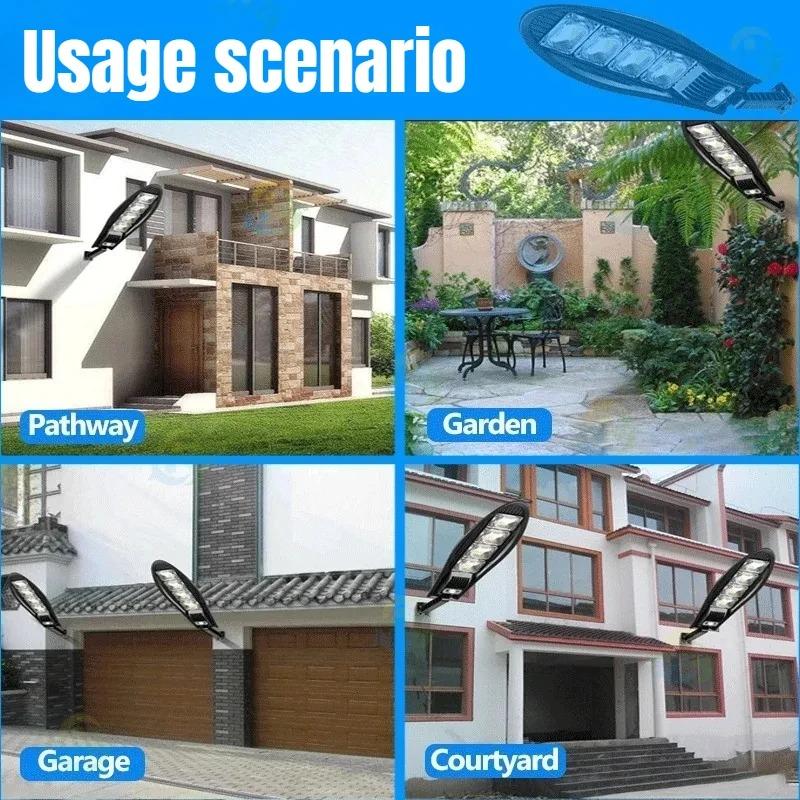 10000W Upgradované 168LED solární pouliční světlo Venkovní vodotěsná LED pro zahradní stěnu Nastavitelný úhel solární lampa Vestavěná 10000mAH