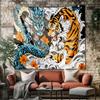 1Pc Dragon And Tiger Fight Printed Tapestry Living Room Background Wall Art Decoration Multi Size Space Pendant