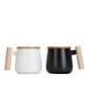 OEING Minimalist Wooden Handle Ceramic Belly Mug
