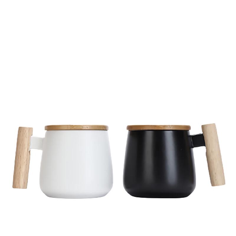 OEING Minimalist Wooden Handle Ceramic Belly Mug