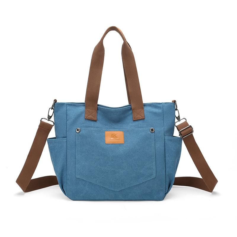 

Холщовая сумка Женская винтажная на плечо Большая вместимость Сумка-тоут для поездок синий