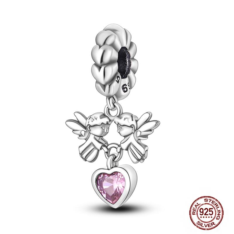 Pink Purple Series Charms Copper Murano Glass Butterfly Animal Paw Print Clasp Charm Beads Fit Original Bracelet Diy Jewelry