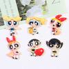 6Pcs Kawaii Anime The Powerpuff And Girls Series Resin Model Toys Cute Cartoon Character Creativity Diy Keychain Material