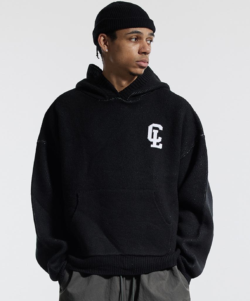 CREAM SODA LAB Cl Washed Graphic Jacquard Hoodie Knit Black