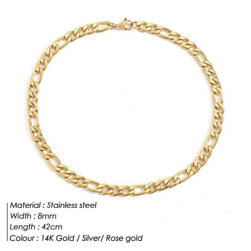 Emanco Ornament Supply Fashion Stainless Steel Accessories Ins Gold Plated Necklace Ladies Clavicle Chain Figaro Necklace