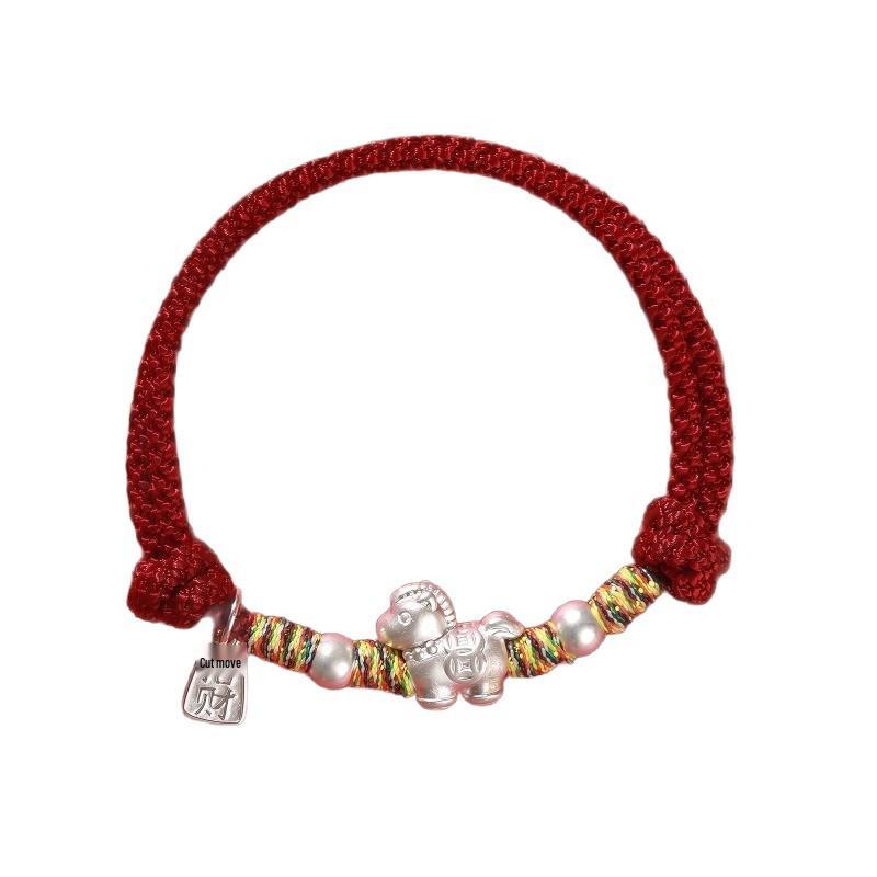Sterlingsilber 999 Tierkreis Pferd Rotes Seil Armband - 2026 Geburtsjahr Sonderedition