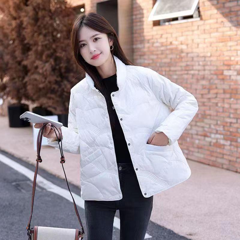

Embroidered thread light down jacket women s short winter new warm stand-up collar duck down jacket fashionable warm jacket tide S-80-120