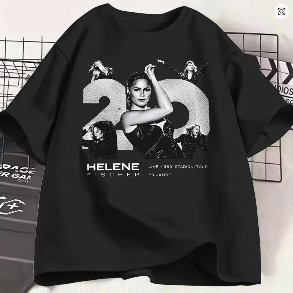 T-shirt Vintage Helene Fischer Unisex Girocollo Cotone T-shirt 360 Stadion Concerto Tour Musicale 2026 Manica Corta Taglie Forti