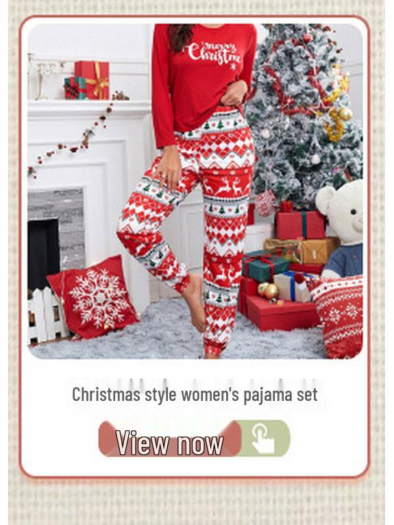 Europe & America Christmas Atmosphere Long Sleeve Pajama Set for Couples