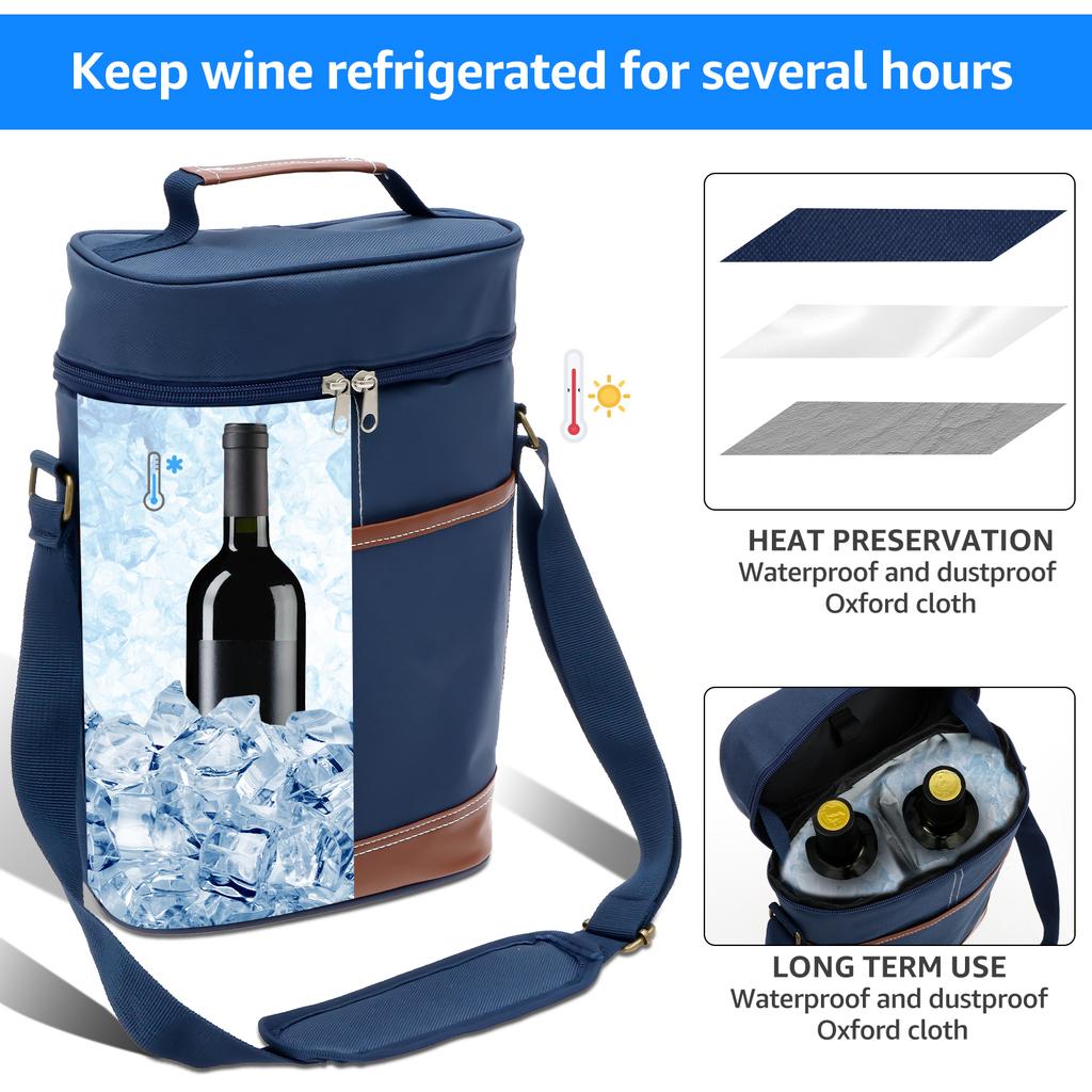 Wine Cooler Bucket Wine Bag Cooler Holder Champagne Cooler Beer Chiller Ice Bag Leakproof Insulated Wine Carrier for Travel Beac