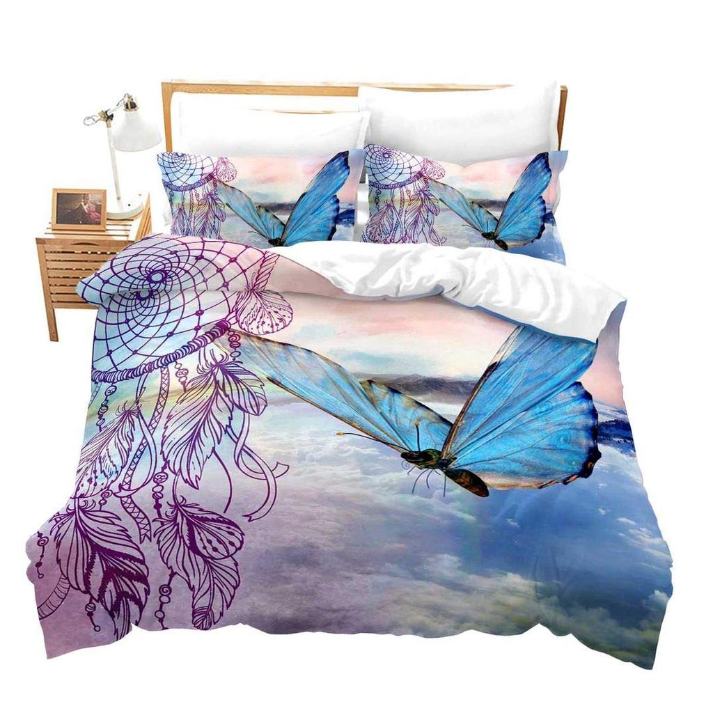 Cartoon Dreamcatcher Duvet Cover Set Single King Feather Bedding Set Microfiber Bohemian Comforter Cover For Girls Women Room
