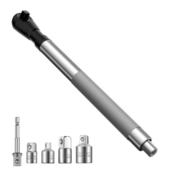 Offset Extension Wrench with Versatile Square Drive Adapters High Torque Output Multipurpose Impact Ratchet Wrench Extender Set