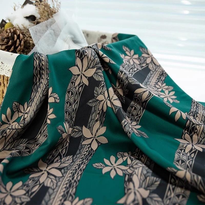 100x150cm Vintage Floral Printed Gambiered Canton Gauze Fabric Simulated Silk Fabric for Sewing Clothes Dress