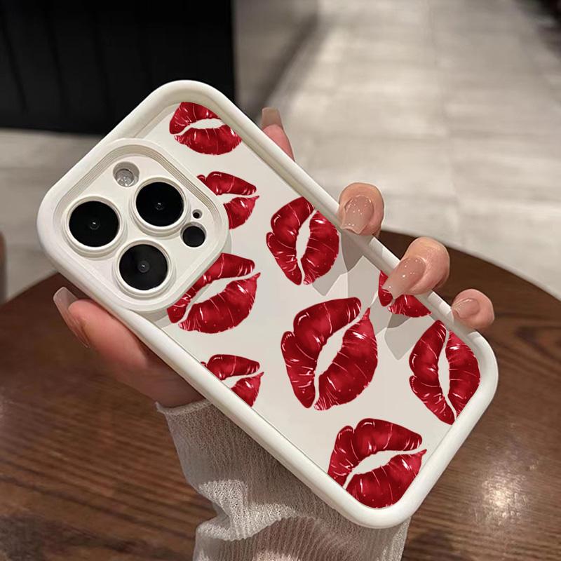 Soft Phone Case For Samsung Galaxy A16 A26 A36 A56 A55 A54 A53 S25 Ultra S24 FE S23 Plus S22 With Burning Red Lips Design Cover